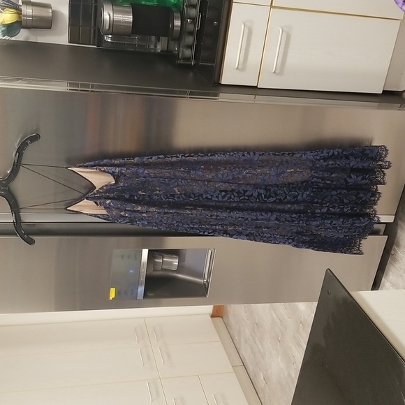 💕MOULINETTE SOEURS ANTHROPOLOGIE💕 Celestial Lace Maxi Dress Navy Blue 12 NWOT - Picture 9 of 14